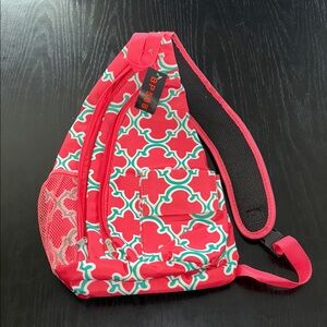 Pink and White Patterned Backpack